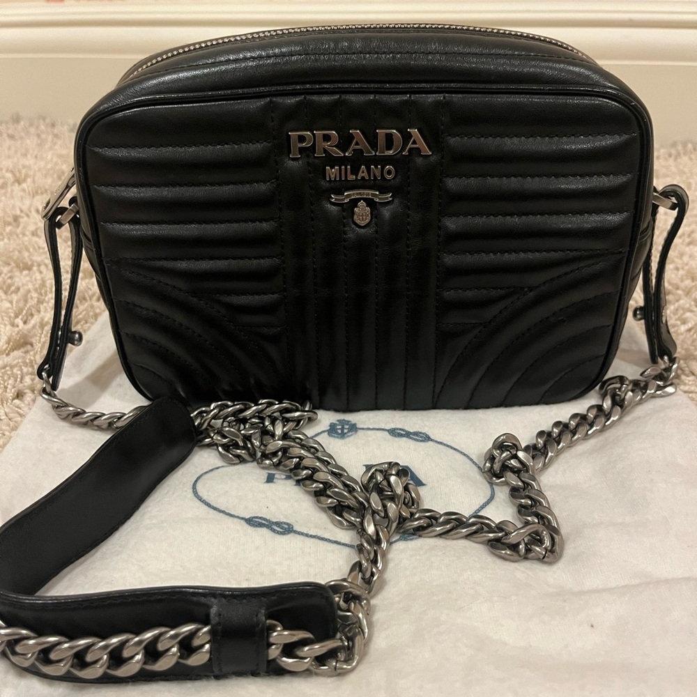 Prada Diagramme Soft Leather Crossbody Bag
